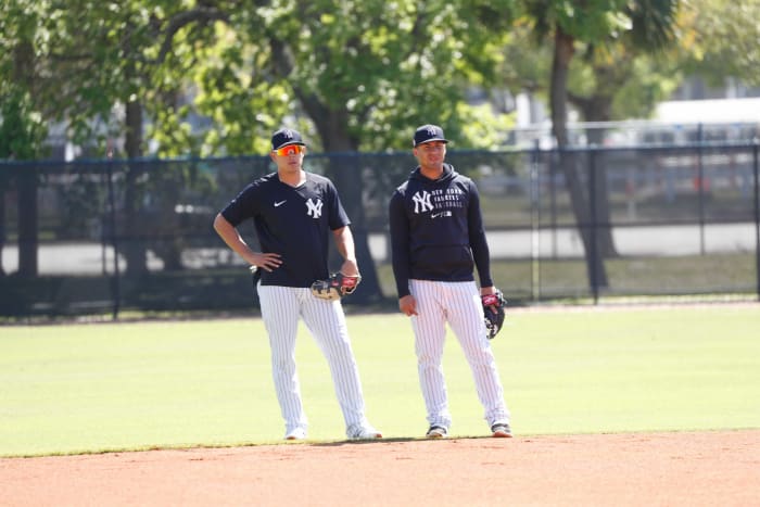Yankees infielders Gio Urshela and Gleyber Torres